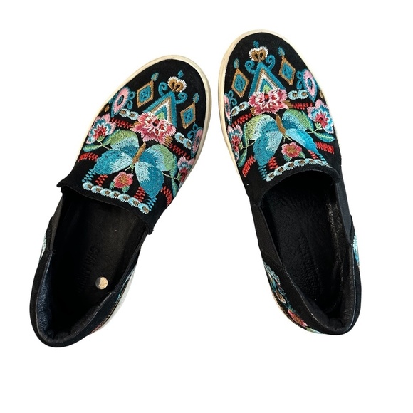Johnny Was Shoes - Johnny Was Women’s Slip-On Black Butterfly Embroidered Platform Sneaker Sz 5 GUC